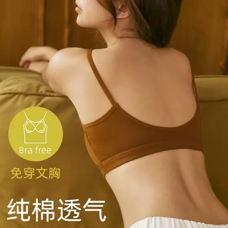 美背内衣女小胸聚拢无钢圈薄款运动文胸吊带背心一体式抹胸裹胸罩图片