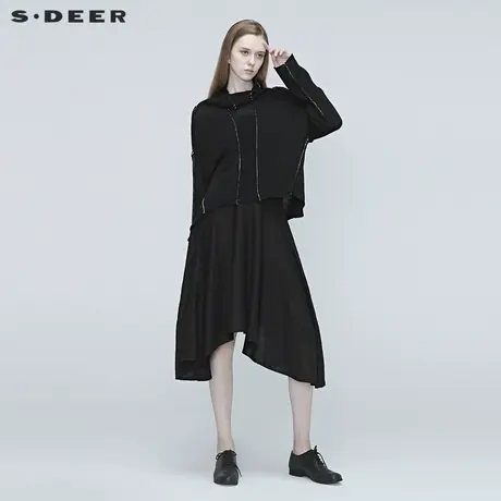 sdeer圣迪奥休闲圆领撞色吊带两件套毛衣S20383525图片