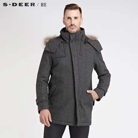 sdeerhe圣迪奥男装加厚保暖连帽男士棉外套H14471978图片