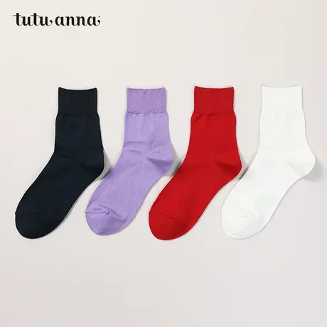 tutuanna袜子 女 春秋棉质纯色吸水速干排汗透气运动短袜女商品大图