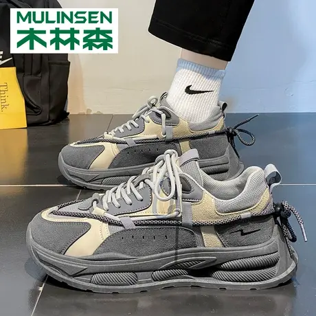木林森男鞋2023新款秋冬季内增高休闲运动鞋跑步厚底防滑老爹潮鞋商品大图