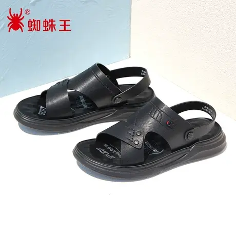 SPIDER KING/蜘蛛王男鞋2023夏季商场新款皮凉鞋拖鞋男外穿沙滩鞋图片