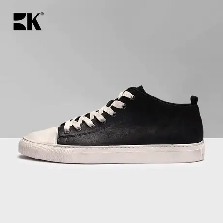 BK伯帝酷奇复古做旧板鞋男高帮鞋潮鞋韩版春季真皮青年日常休闲鞋图片