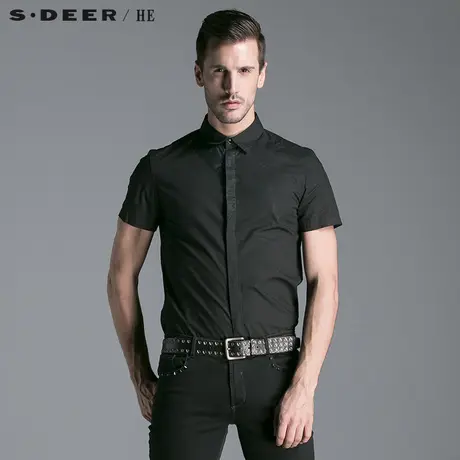 S.Deer/He【惠】 圣迪奥纯棉解构短袖衬衫H14270466图片
