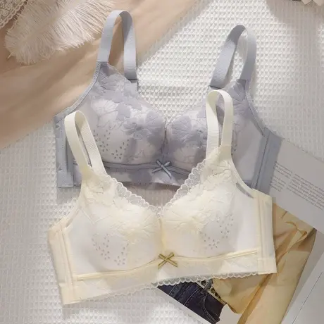 内衣女薄款小胸聚拢上托洞洞杯透气性感纸片杯无钢圈收副乳文胸图片