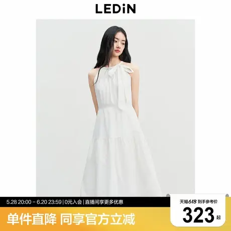 【初恋小白裙】乐町吊带长裙25夏季新款蝴蝶系带连衣裙显瘦无袖裙图片