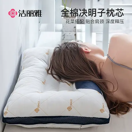 洁丽雅全棉决明子枕头单人荞麦皮护颈椎枕双人枕芯一对装成人家用图片