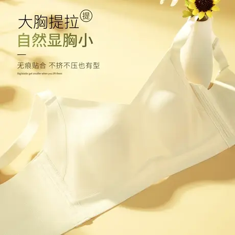 大胸显小胸内衣女夏季薄款透气无痕无钢圈兔耳朵收副乳防下垂胸罩图片