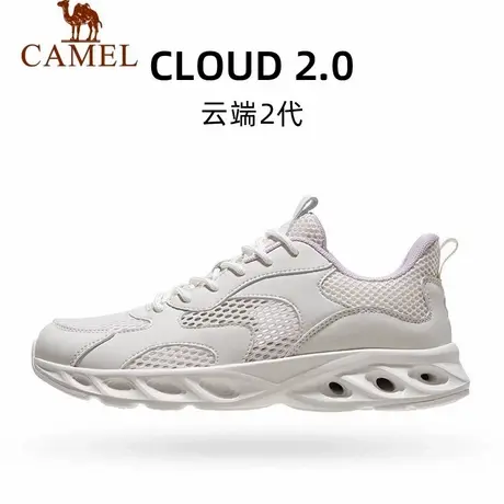 骆驼户外休闲鞋女2025春季新款网面透气黑色轻薄缓震舒适运动鞋男图片