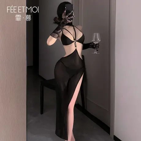 霏慕性感辣妹挂脖睡裙2025新款肚兜成人性感睡衣情调趣味内衣qqny图片