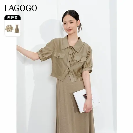 【莱赛尔】LAGOGO无袖背心裙女拉谷谷2024年春秋新款套装连衣裙图片