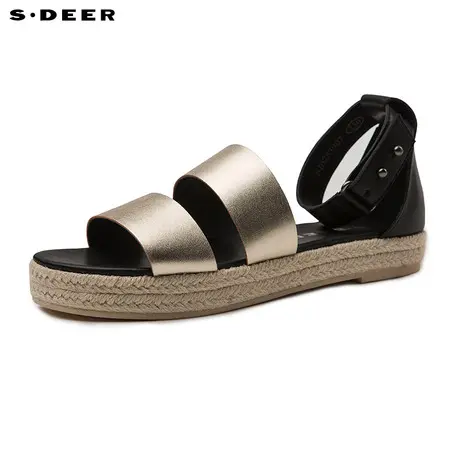 s.deer【新品】sdeer圣迪奥专柜女装极简闪亮一字凉鞋S16283907图片