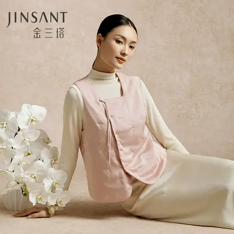 桑蚕丝羊毛新中式保暖马甲棉袄女秋冬新品优雅可外穿家居服金三塔图片