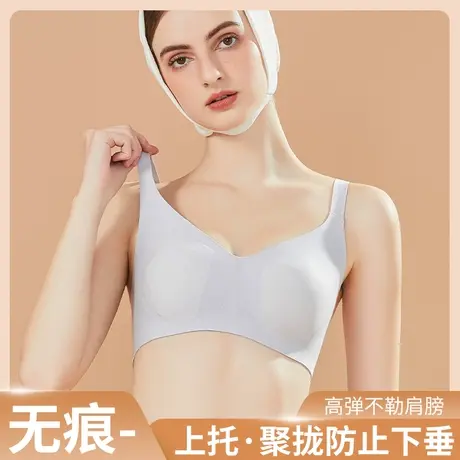猫人女夏季薄款大胸显小内衣无痕防凸点聚拢美背收副乳不跑杯胸罩商品大图