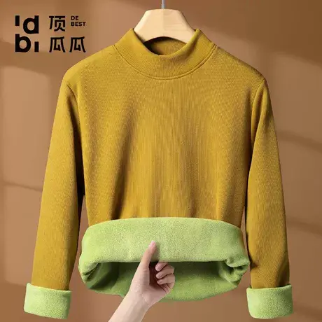 【驼绒巨厚】顶瓜瓜冬季女士半高领加绒加厚打底衫保暖内衣上衣图片
