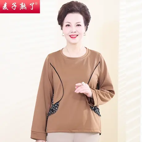 妈妈春装T恤长袖洋气小衫阔太太高贵新款春秋上衣服中老年人女装商品大图
