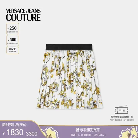 【季末优惠】VERSACEJEANSCOUTURE 女士OutlineBarocco百褶迷你裙图片