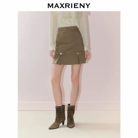 MAXRIENY法式千金风收腰半裙25秋款蝴蝶结设计a字裙高腰气质短裙图片
