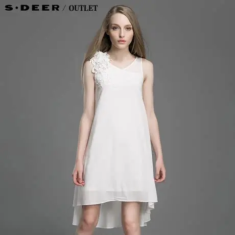 sdeer圣迪奥专柜正品立体钩花雪纺连衣裙4281221图片