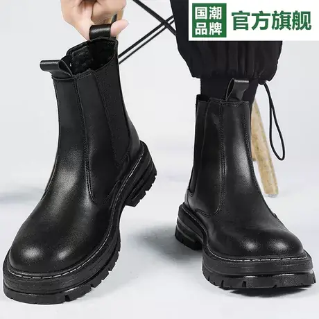 马丁靴男款夏季皮鞋英伦风厚底黑色工装靴子男士高帮作战机车皮靴图片