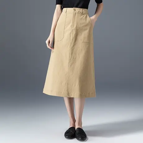 高腰a字半身裙女小个子裙子2023新款春夏休闲裙口袋工装裙女长裙图片