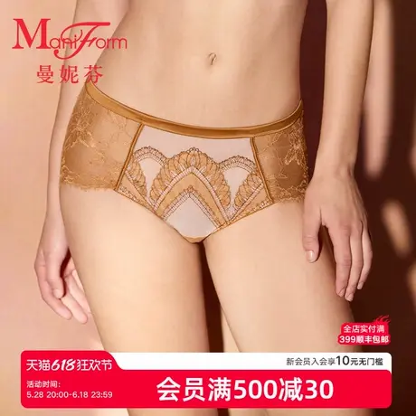 曼妮芬性感蕾丝低角裤舒适包臀中腰女士内裤纯棉内裆底裤20640642图片