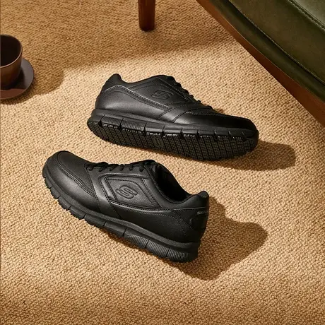 Skechers斯凯奇男鞋春夏季轻便舒适休闲鞋软底黑色商务皮鞋77156图片