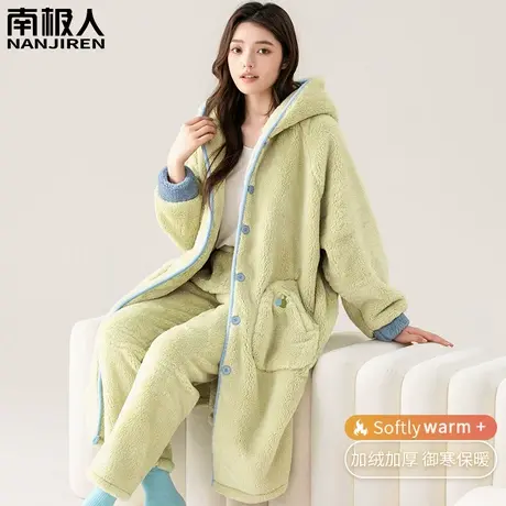 睡衣女款冬季珊瑚绒加绒加厚女士清美家居服睡袍秋冬款2023年新款商品大图