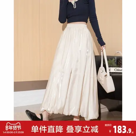 唐狮2026秋冬女时尚花苞半身裙高级感小个子温柔气质女式长裙百搭图片
