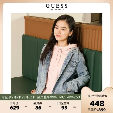 GUESS秋款女士长袖直筒宽松纯色休闲连帽卫衣连衣裙W2PK0WR2Q41图片