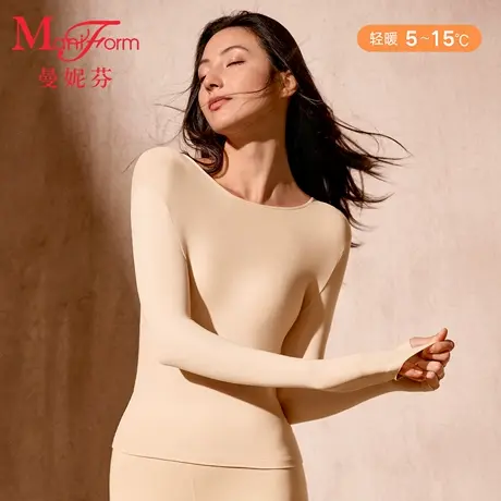 曼妮芬圆领长袖上衣女20210637图片