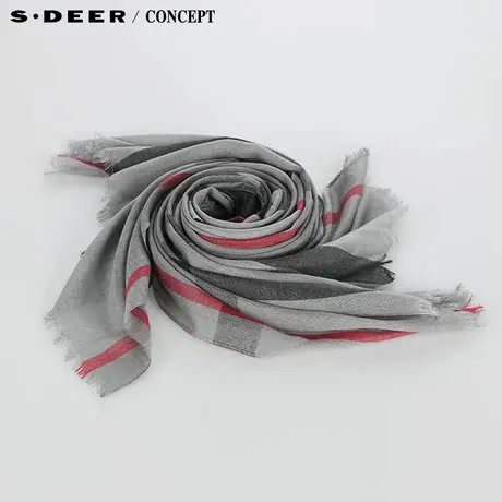 【新品】sdeer圣迪奥专柜正品女装经典大格纹围巾3383745图片