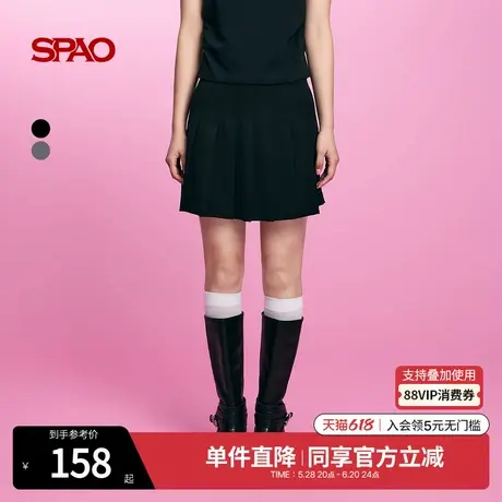 SPAO韩国同款2025年夏季新品女士泽西风气质百褶裙短裙SPWHF23W01图片