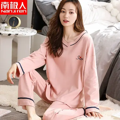 南极人春秋季可外穿长袖长裤2023新款家居服套装睡衣女士纯棉质感商品大图
