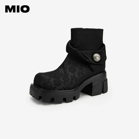 MIO米奥冬季新款时尚酷感切尔西靴复古印花时装靴厚底女靴商品大图