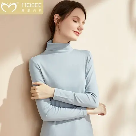 莫代尔半高领打底衫女春秋内搭修身面膜长袖t恤中领薄款保暖内衣图片