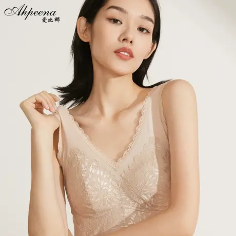 爱比娜长款纯棉带胸垫背心文胸一体式冬季保暖打底蕾丝内衣女A501商品大图