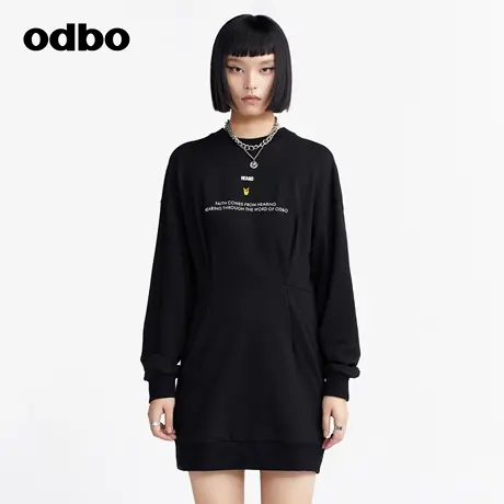 dbo/欧迪比欧heardbyodbo原创品牌气质长袖连身裙卫衣裙女图片