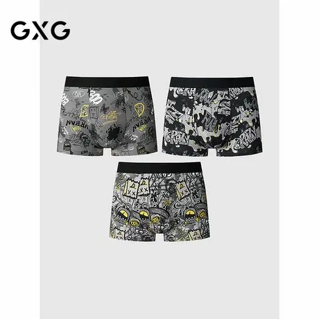 GXG男士内裤 莫代尔棉质灰色搞怪涂鸦印花内裤男 25年春夏新品图片