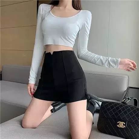 大码胖mm黑色半身裙女2023夏季新款不规则a字高腰显瘦包臀短裙子图片