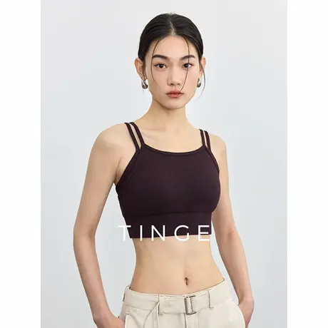 TINGE贴己双肩带交叉美背带胸垫吊带背心女夏季薄款文胸一体上衣图片