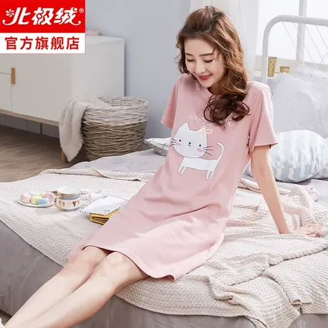 睡裙女夏季人造棉2022新款短袖少女可爱薄款大码睡衣可外穿家居服图片