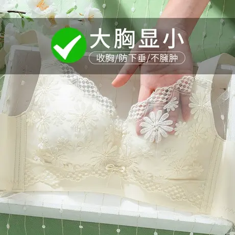 内衣女性感聚拢调整型上托收副乳轻薄大码胸罩胖mm大胸显小文胸图片