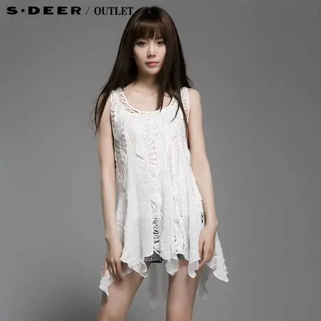 s.deer【上新】圣迪奥2015夏新品女装文艺镂空钩花两件套4281620商品大图