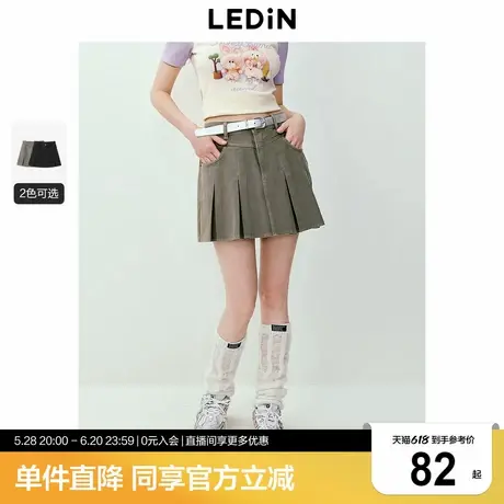 乐町牛仔百褶短裙夏季新款废土风花苞半身裙重工水洗Y2K短裙图片