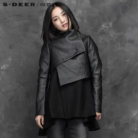 sdeer圣迪奥女装冬装新款纯色个性宽松短款外套S15481775图片