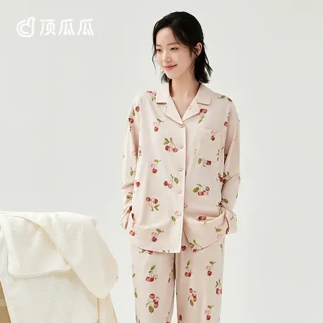 顶瓜瓜睡衣女春秋款纯棉印花长袖可外穿女士家居服套装2024新款图片