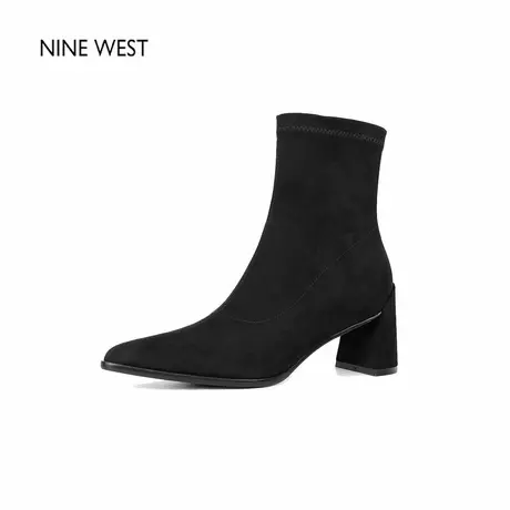 奥莱专供Nine West/玖熙小个子弹力瘦瘦靴法式气质踝靴粗高跟短靴商品大图