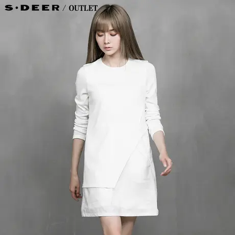 【独家】sdeer圣迪奥专柜正品女装优雅纯白双层连衣裙5161231图片