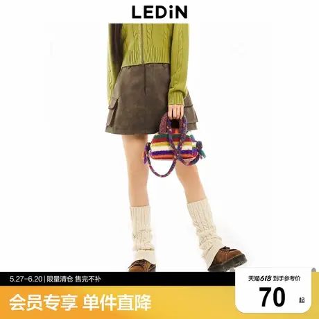乐町复古工装短裙秋冬新款女时尚半身裙C2GED4105图片